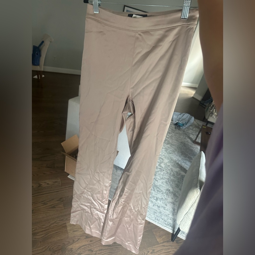 Aritzia Babton Satin Full Length Pink Pants high waisted ish